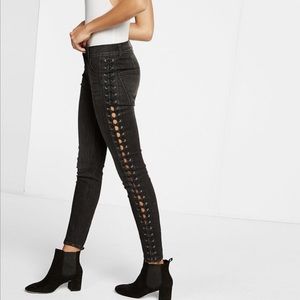 Express Lace Up High Rise Denim
